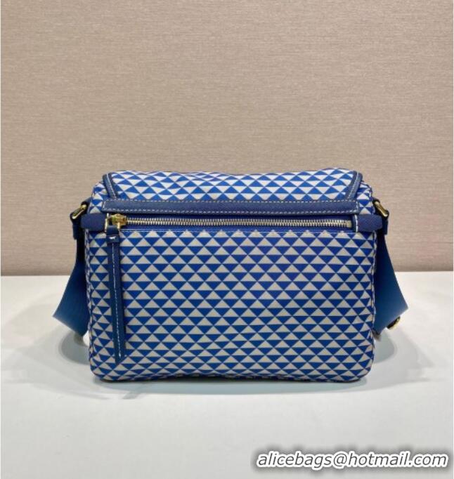 Reasonable Price Prada Symbole Printed Nylon Messenger Bag 1BD383 Blue 2025