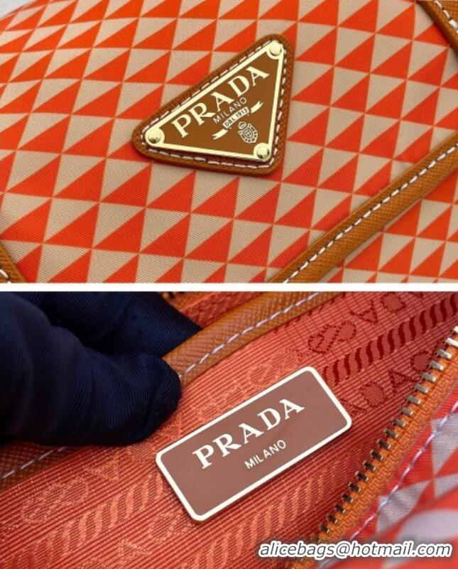 Luxury Discount Prada Symbole Printed Nylon Messenger Bag 1BD383 Orange 2025