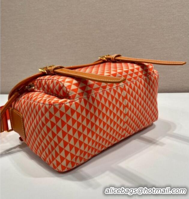 Luxury Discount Prada Symbole Printed Nylon Messenger Bag 1BD383 Orange 2025