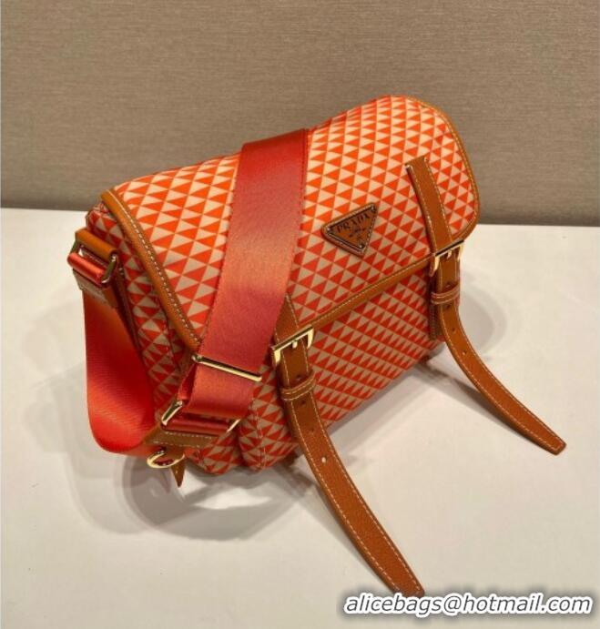 Luxury Discount Prada Symbole Printed Nylon Messenger Bag 1BD383 Orange 2025