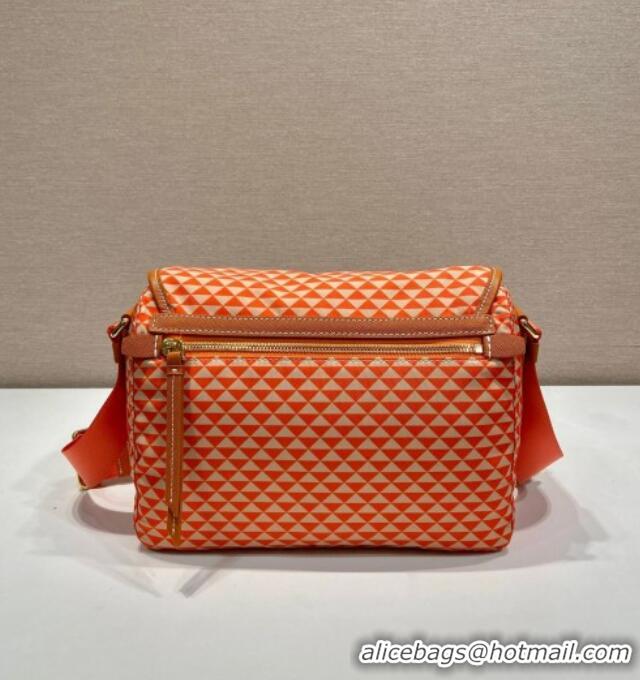 Luxury Discount Prada Symbole Printed Nylon Messenger Bag 1BD383 Orange 2025