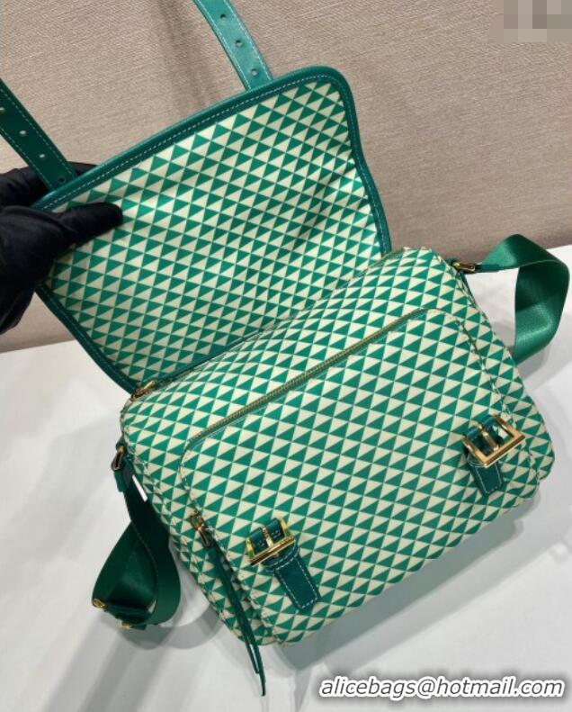 Shop Inexpensive Prada Symbole Printed Nylon Messenger Bag 1BD383 Green 2025