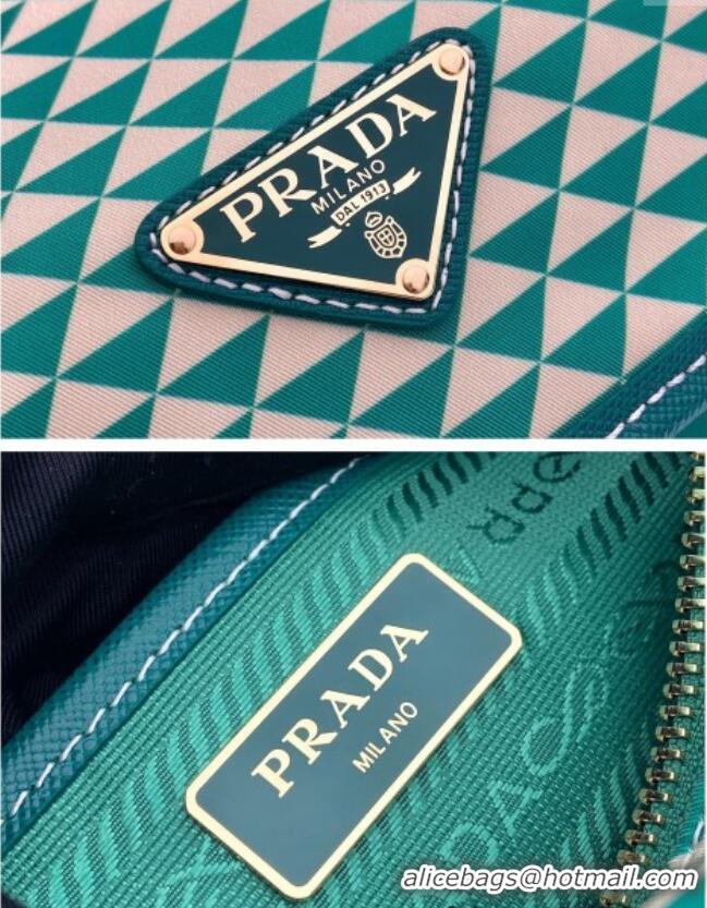 Shop Inexpensive Prada Symbole Printed Nylon Messenger Bag 1BD383 Green 2025