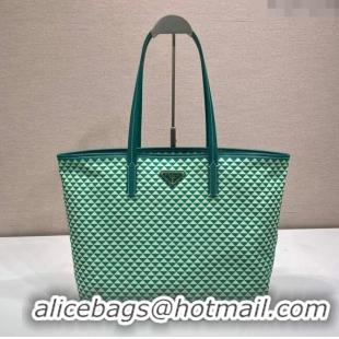 Good Product Prada Tassuto Triangulum Printed Nylon Tote Bag 1BD552 Green 2025