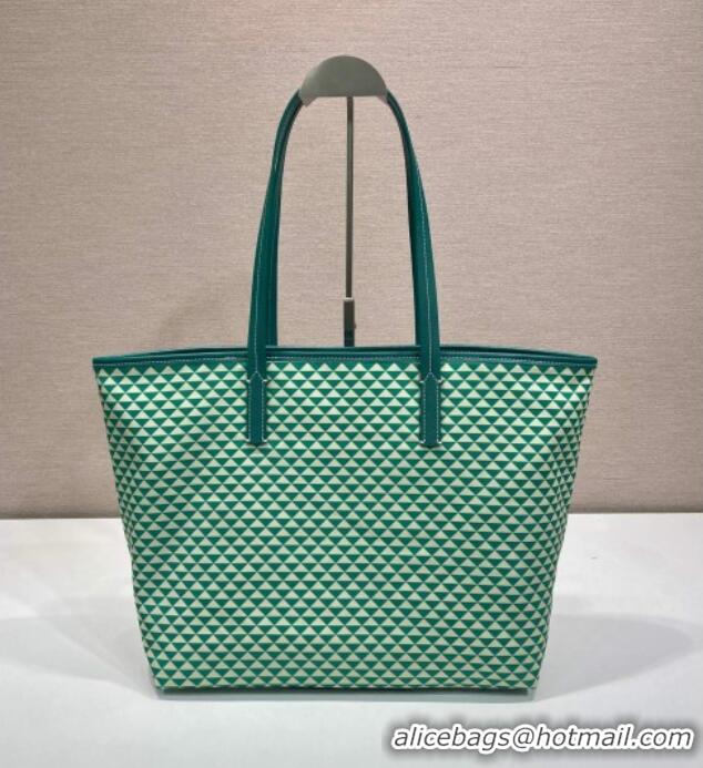 Good Product Prada Tassuto Triangulum Printed Nylon Tote Bag 1BD552 Green 2025