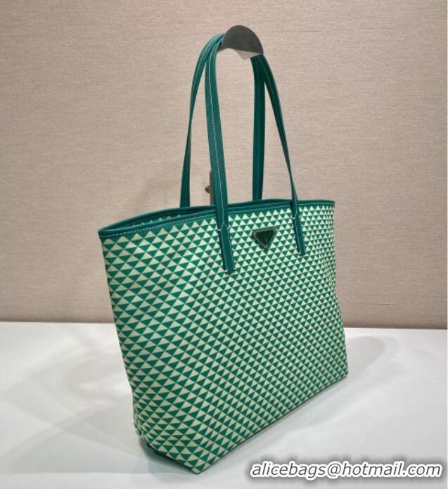 Good Product Prada Tassuto Triangulum Printed Nylon Tote Bag 1BD552 Green 2025