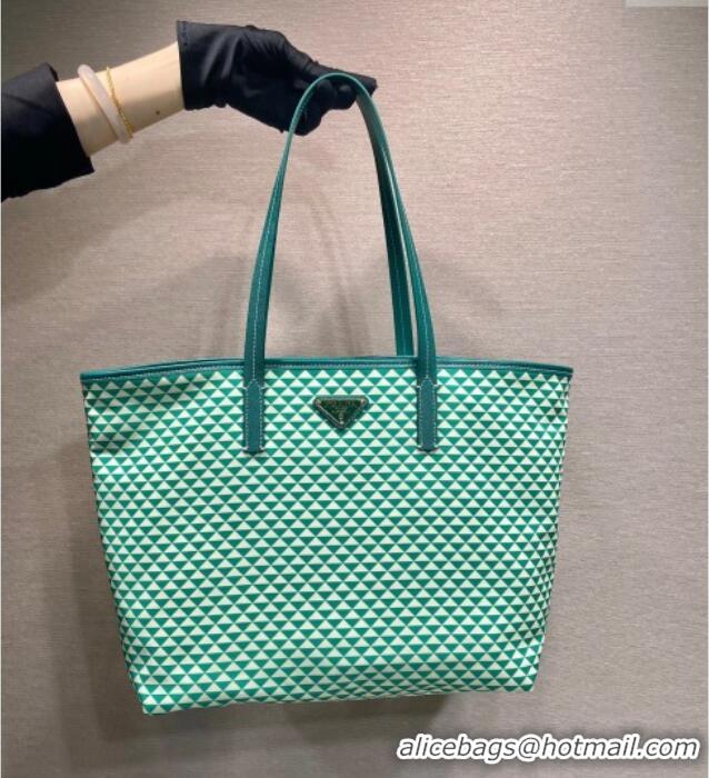 Good Product Prada Tassuto Triangulum Printed Nylon Tote Bag 1BD552 Green 2025