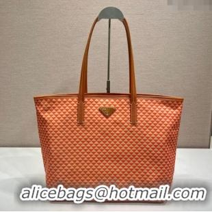 New Design Prada Tassuto Triangulum Printed Nylon Tote Bag 1BD552 Orange 2025