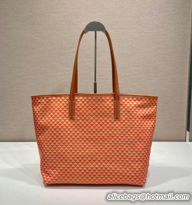 New Design Prada Tassuto Triangulum Printed Nylon Tote Bag 1BD552 Orange 2025