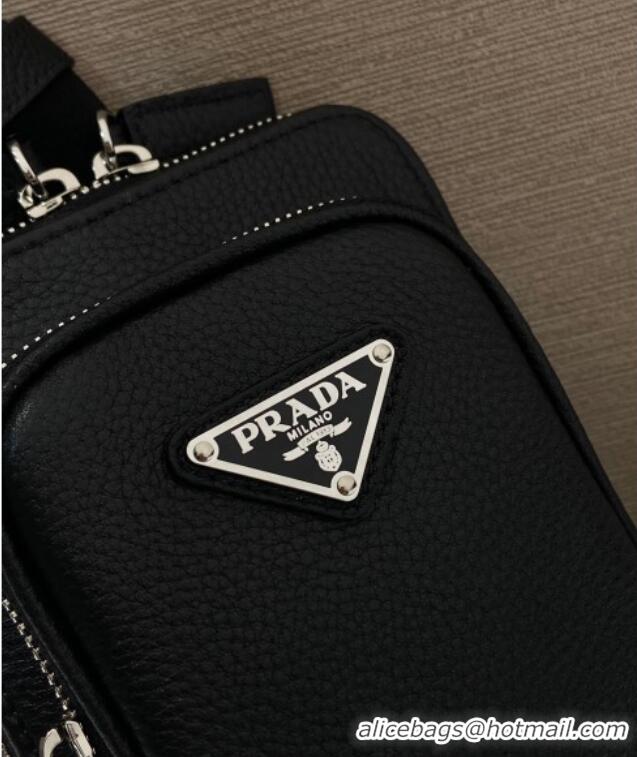 Good Quality Prada Mens Leather smartphone case Mini Bag 2ZH195 Black 2025