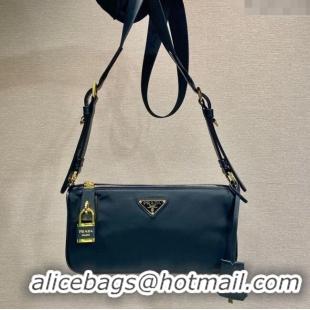 Famous Brand Prada Small Re-Nylon and leather shoulder bag 1BC234 Black 2025