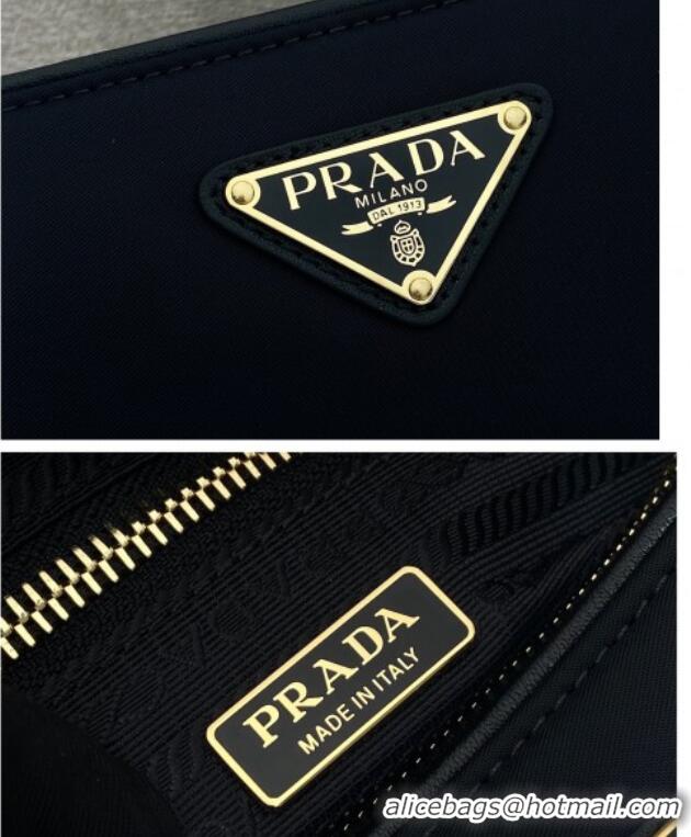 Famous Brand Prada Small Re-Nylon and leather shoulder bag 1BC234 Black 2025