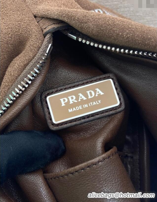 Buy Cheapest Prada Mens Suede backpack bag 2VZ114 Coffee Brown 2025