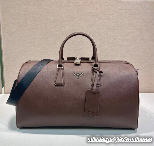 Best Price Prada Mens Saffiano Leather Travel Bag 2VC018 Coffee Brown 2025