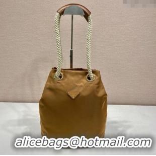 Famous Brand Prada Re-Nylon and Leather Bucket Bag 1BE082 Brown 2025