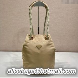 Reasonable Price Prada Re-Nylon and Leather Bucket Bag 1BE082 Beige 2025