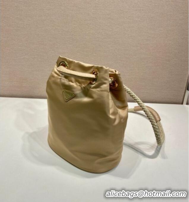 Reasonable Price Prada Re-Nylon and Leather Bucket Bag 1BE082 Beige 2025