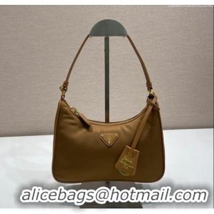 Top Grade Prada Re-Edition 2005 Re-Nylon mini hobo bag 1NE204 Brandy Brown 2025