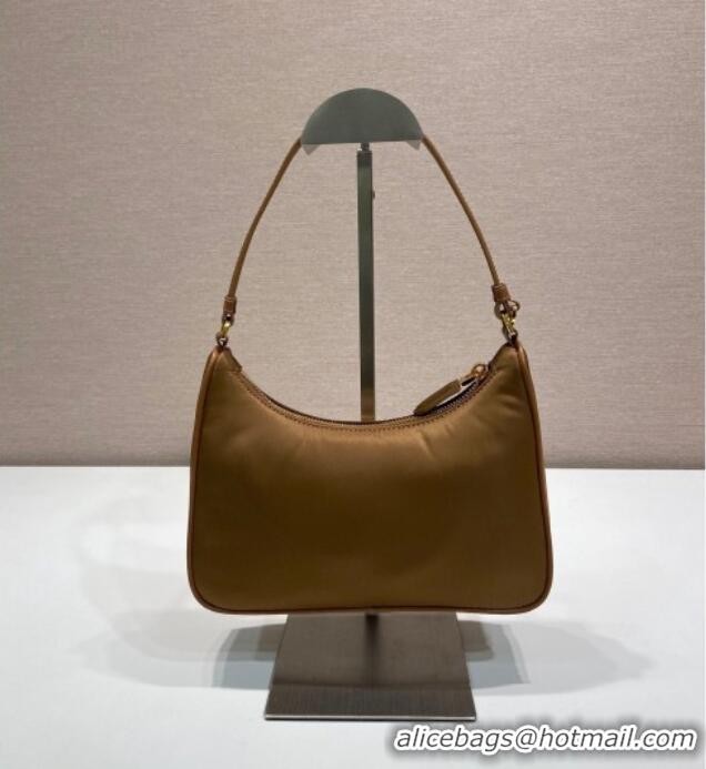 Top Grade Prada Re-Edition 2005 Re-Nylon mini hobo bag 1NE204 Brandy Brown 2025