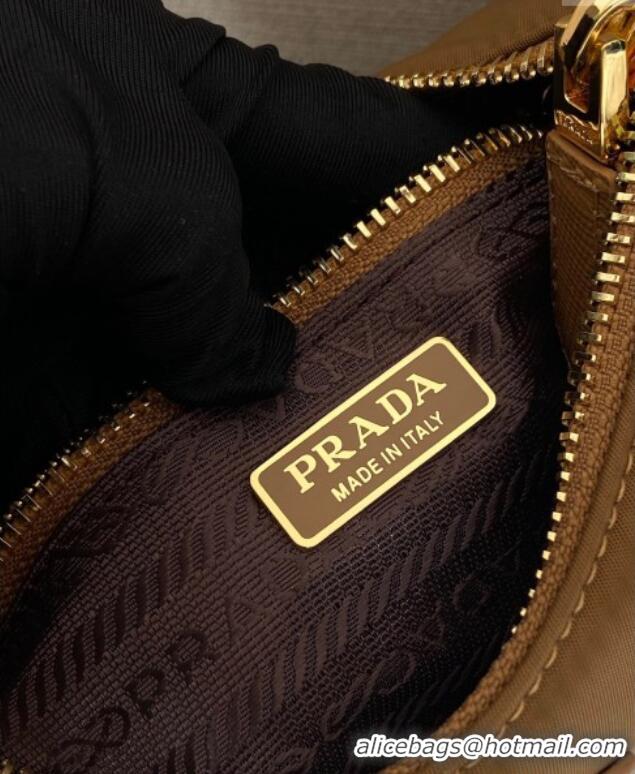 Top Grade Prada Re-Edition 2005 Re-Nylon mini hobo bag 1NE204 Brandy Brown 2025