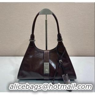 Big Discount Prada Medium leather tote bag 1BG563 Dark Brown 2025