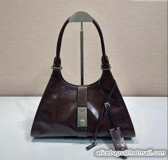 Big Discount Prada Medium leather tote bag 1BG563 Dark Brown 2025