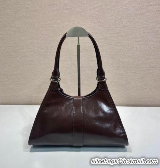 Big Discount Prada Medium leather tote bag 1BG563 Dark Brown 2025