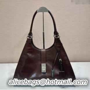 Pretty Style Prada Large leather tote bag 1BG570 Dark Brown 2025