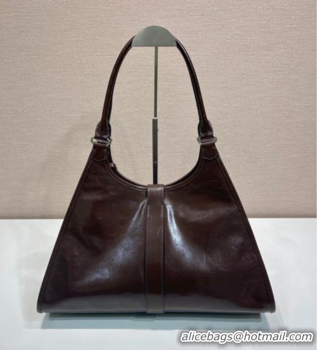 Pretty Style Prada Large leather tote bag 1BG570 Dark Brown 2025