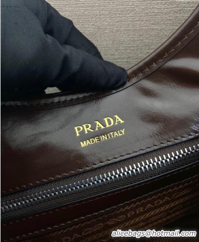 Pretty Style Prada Large leather tote bag 1BG570 Dark Brown 2025