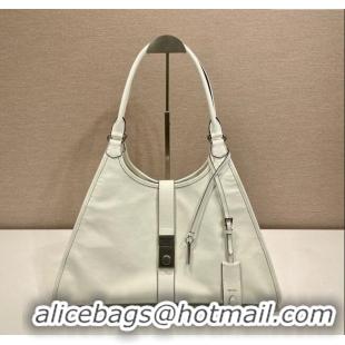 Luxury Cheap Prada Large leather tote bag 1BG570 White 2025