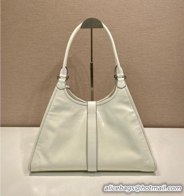 Luxury Cheap Prada Large leather tote bag 1BG570 White 2025