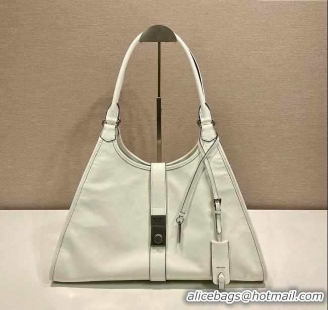 Luxury Cheap Prada Large leather tote bag 1BG570 White 2025