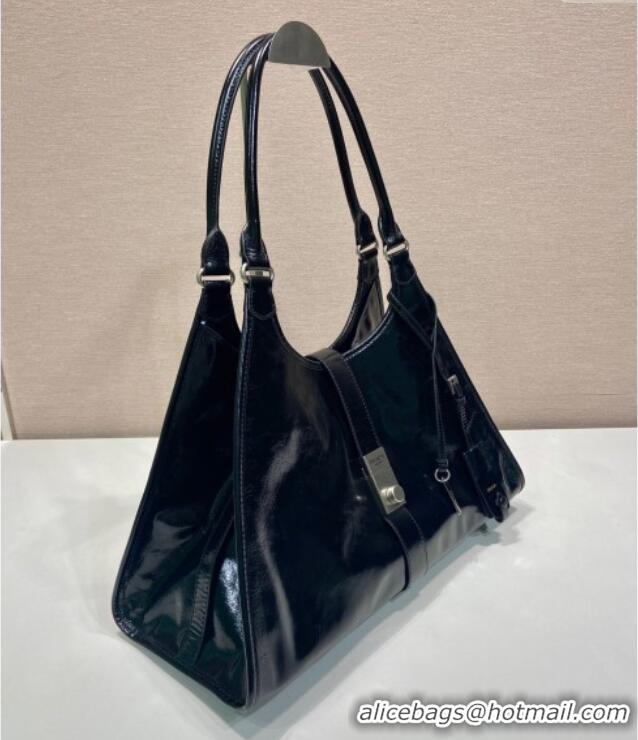 Most Popular Prada Large leather tote bag 1BG570 Black 2025