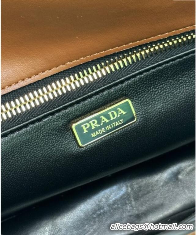 Discount Prada Soft Sound small leather shoulder bag with charms 1BD379 Dark Brown 2025