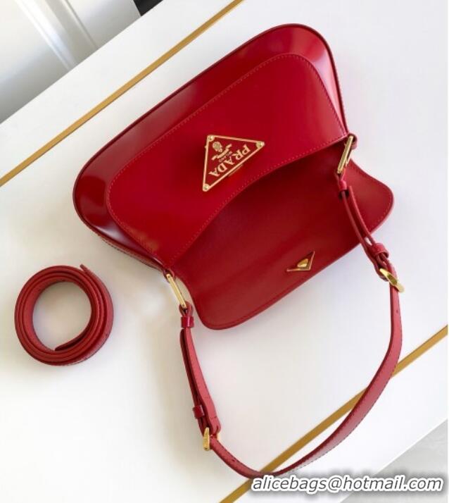 Luxury Cheap Prada Brushed leather shoulder bag 1BD345 Red 2025