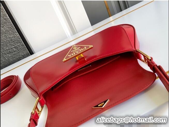 Luxury Cheap Prada Brushed leather shoulder bag 1BD345 Red 2025