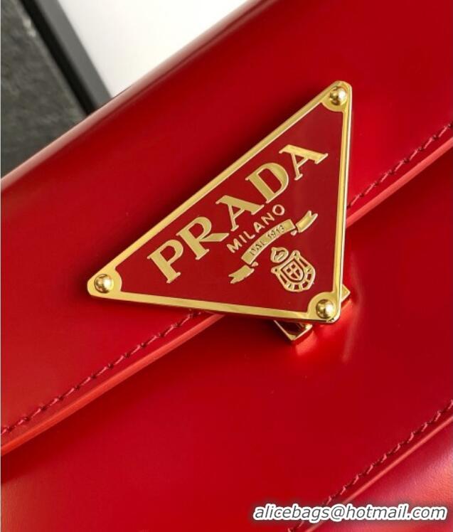 Luxury Cheap Prada Brushed leather shoulder bag 1BD345 Red 2025