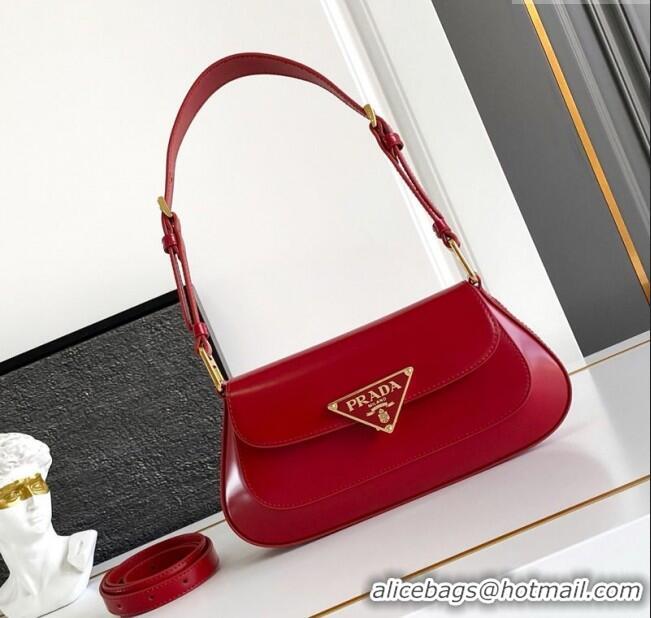 Luxury Cheap Prada Brushed leather shoulder bag 1BD345 Red 2025