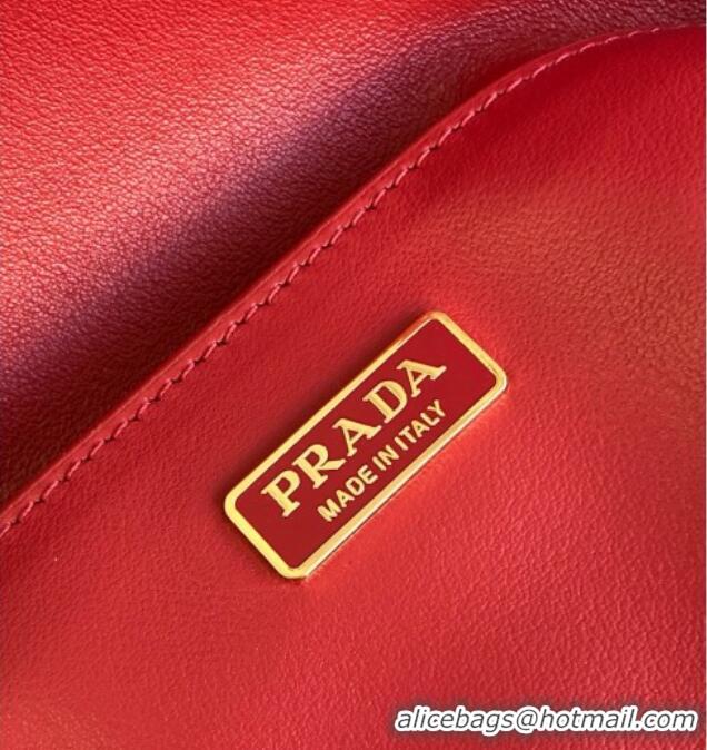 Luxury Cheap Prada Brushed leather shoulder bag 1BD345 Red 2025