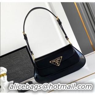 Famous Brand Prada Brushed leather shoulder bag 1BD345 Black 2025