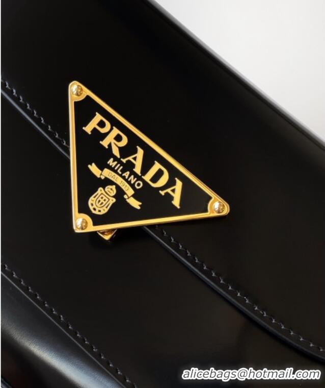 Famous Brand Prada Brushed leather shoulder bag 1BD345 Black 2025