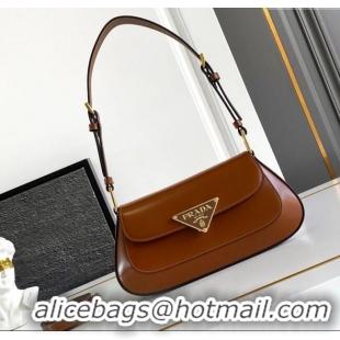 Best Price Prada Brushed leather shoulder bag 1BD345 Brown 2025