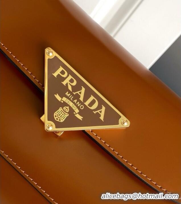 Best Price Prada Brushed leather shoulder bag 1BD345 Brown 2025