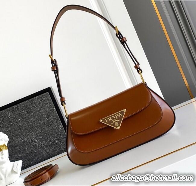 Best Price Prada Brushed leather shoulder bag 1BD345 Brown 2025