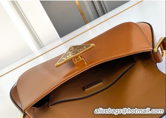 Best Price Prada Brushed leather shoulder bag 1BD345 Brown 2025