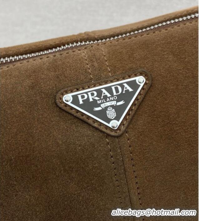 Buy Fashionable Prada Mens Suede shoulder bag 2VH187 Brown 2025