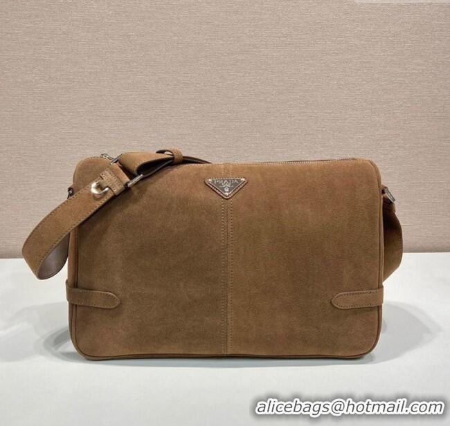 Buy Fashionable Prada Mens Suede shoulder bag 2VH187 Brown 2025