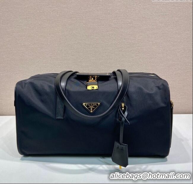 Trendy Design Prada Large Re-Nylon top-handle bag with padlock 1BB135 Black 2025