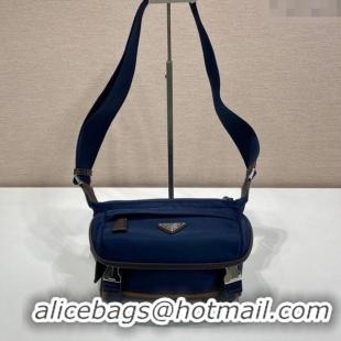 Luxury Cheap Prada Mens Re-Nylon and Saffiano leather shoulder bag 2VH171 Blue 2025